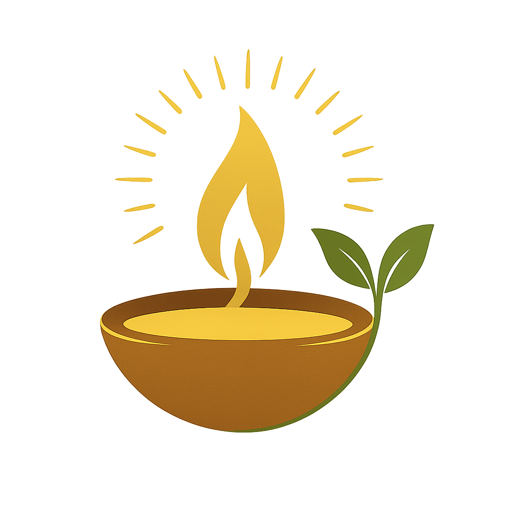 Jeevan Jyoti Logo - Traditional oil lamp with flame representing prosperity and growth